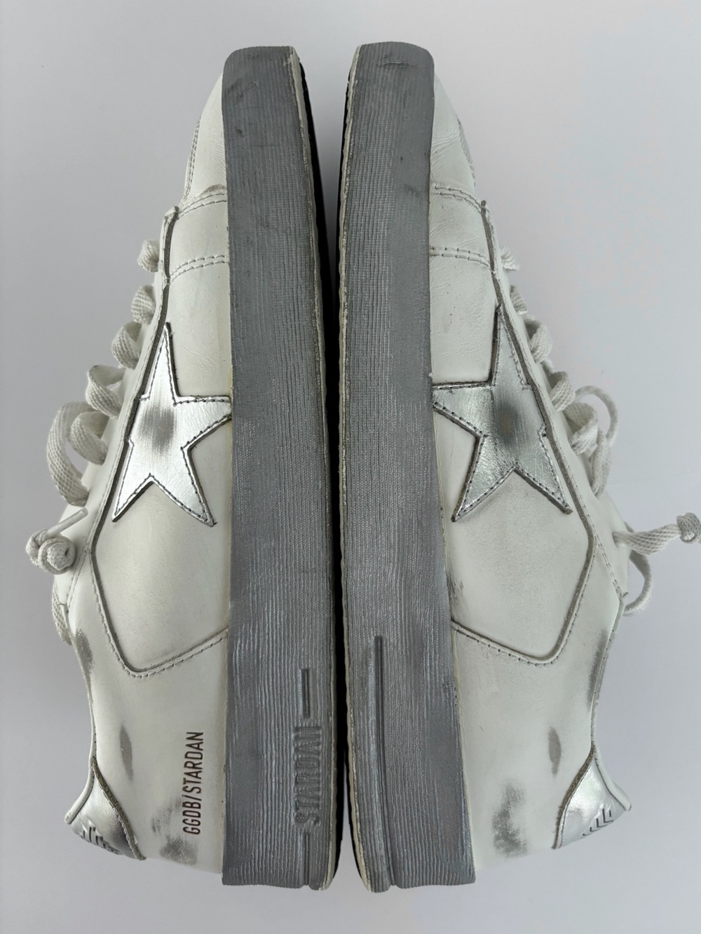 Golden Goose Stardan White Silver Star Distressed Sneakers - Made in Italy - Picture 1 of 13